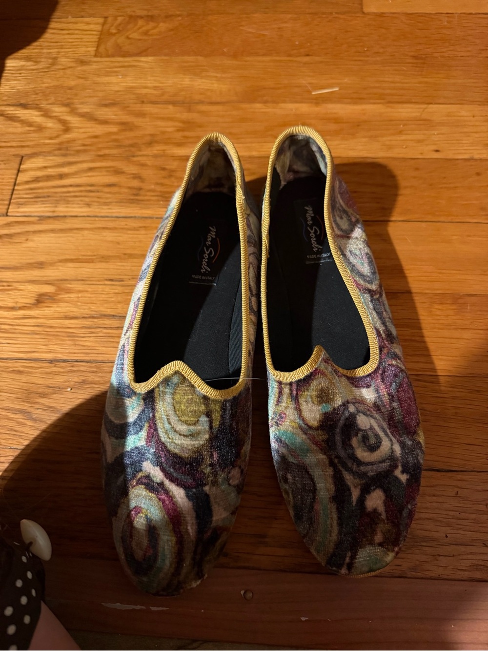 Style & Co. Multicolor Velvet Swirl Ballet Flats with Yellow Trim